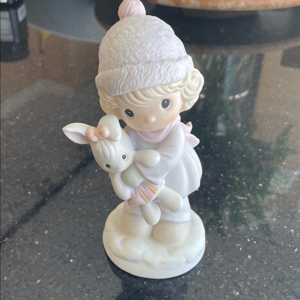 Precious Moments Ceramic Figurine with White and Pink Accents